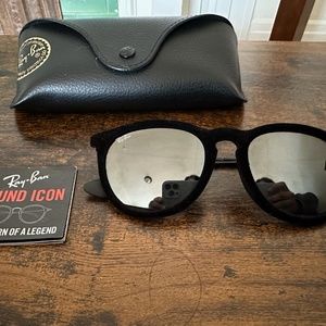 RAY BAN ERIKA VELVET LOW BRIDGE FIT MIRRORED SUNGLASSES